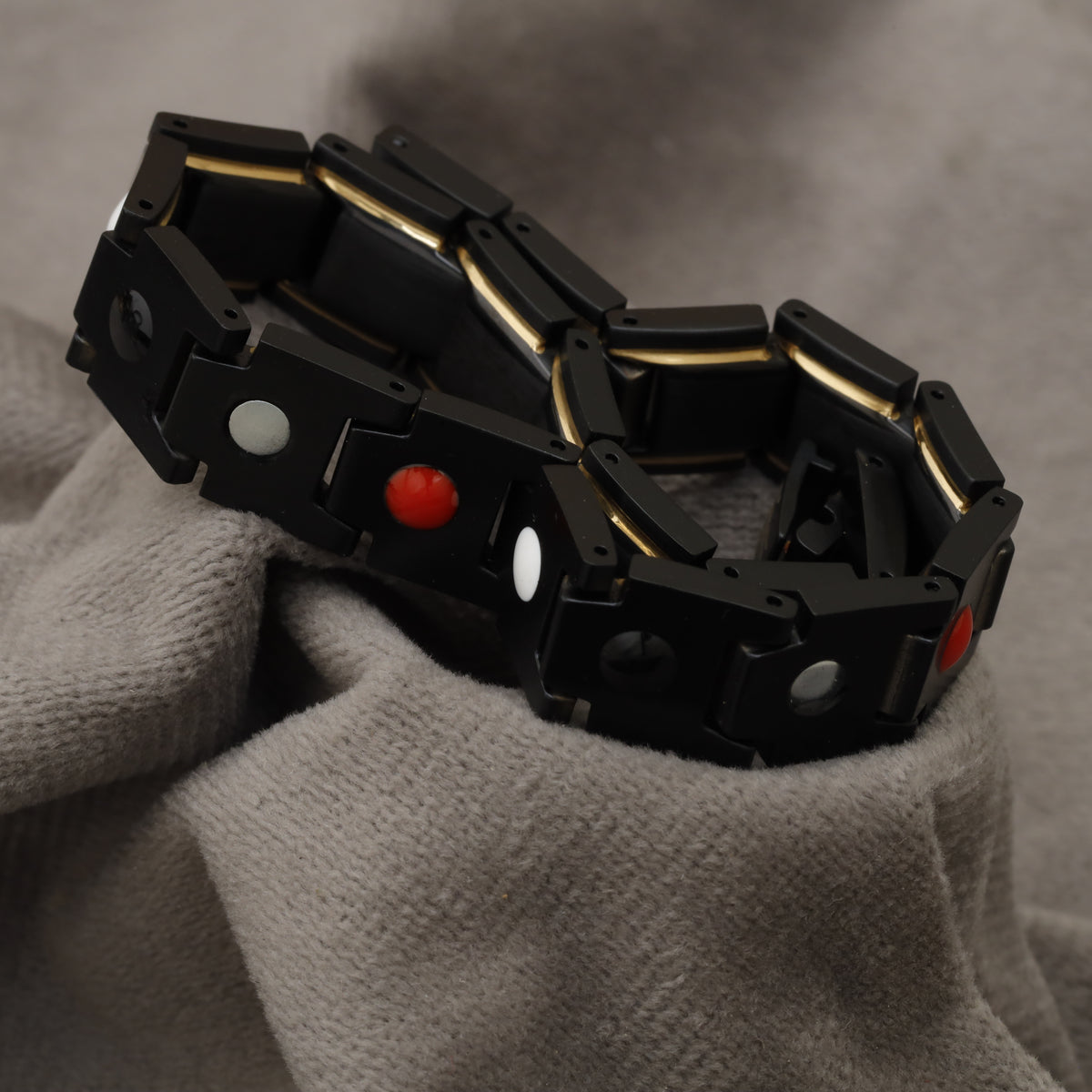 Black and Gold Magnetic Steel Bracelet B102 magnetic elements