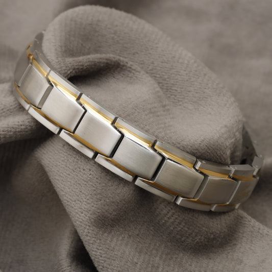 Silver and Gold Two-Tone Steel Bracelet B106