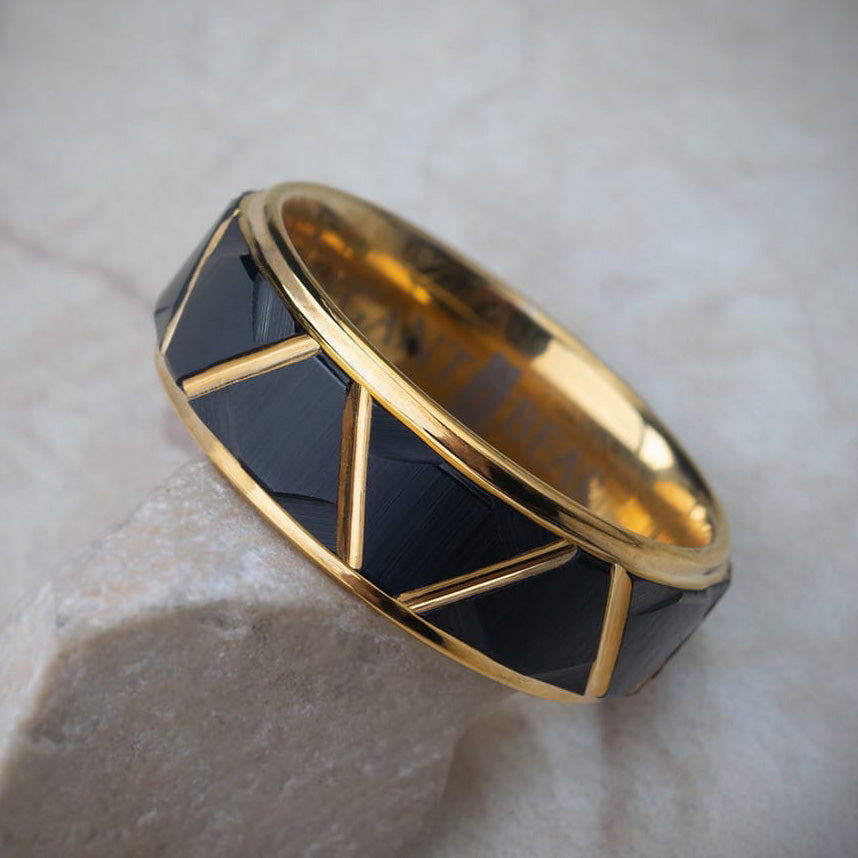 A98 Tungsten Carbide Ring with Gold Plating