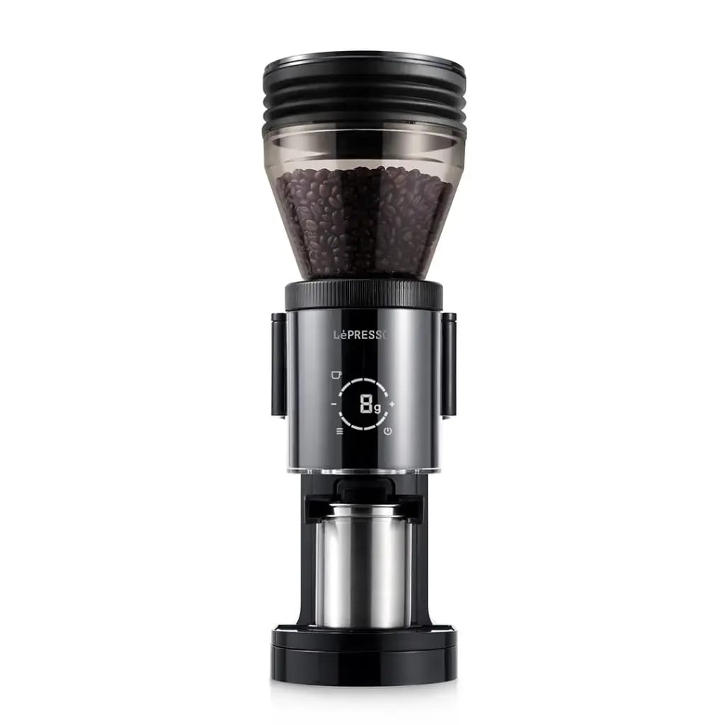 LePresso Grindeur Conical Burr Grinder with Digital Weight Control - Black