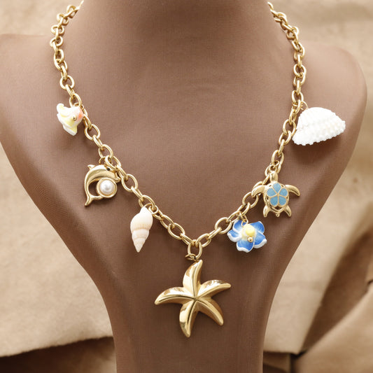 Gold Starfish Charm Necklace KAR20 – عقد نجمة بحر ذهبي