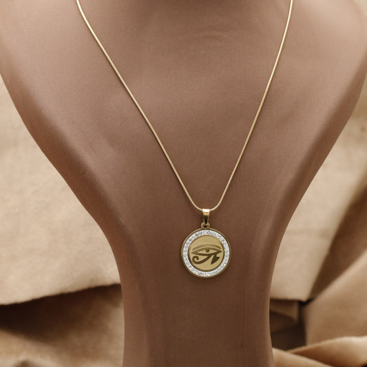 Gold Eye of Horus Crystal Necklace KAR29 – عقد عين حورس كريستال