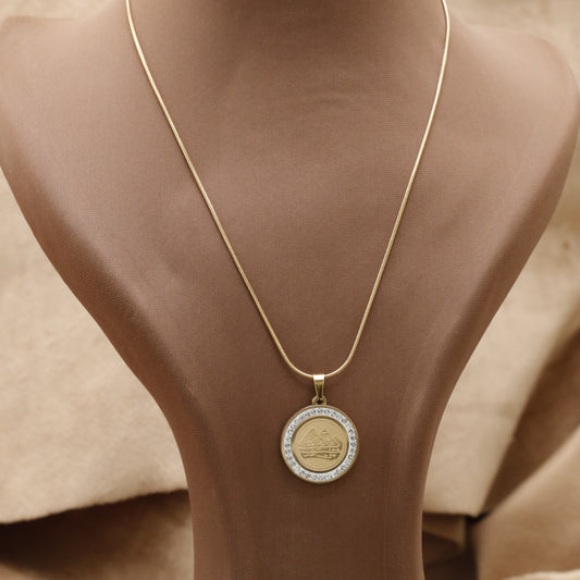 Gold Snake Chain Mosque Crystal Necklace KAR32 – عقد مسجد كريستال