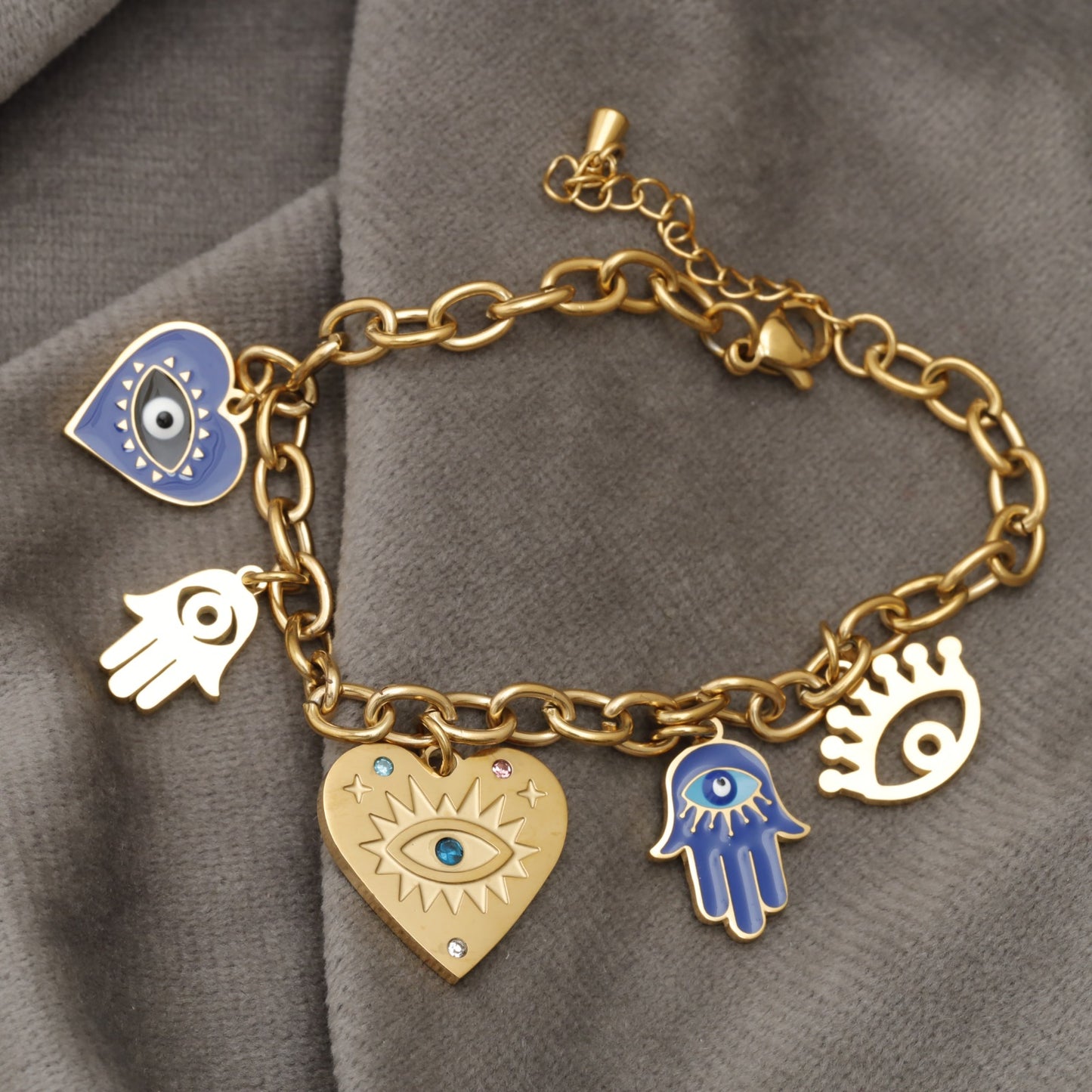 Evil Eye and Hamsa Charm Bracelet KAR89